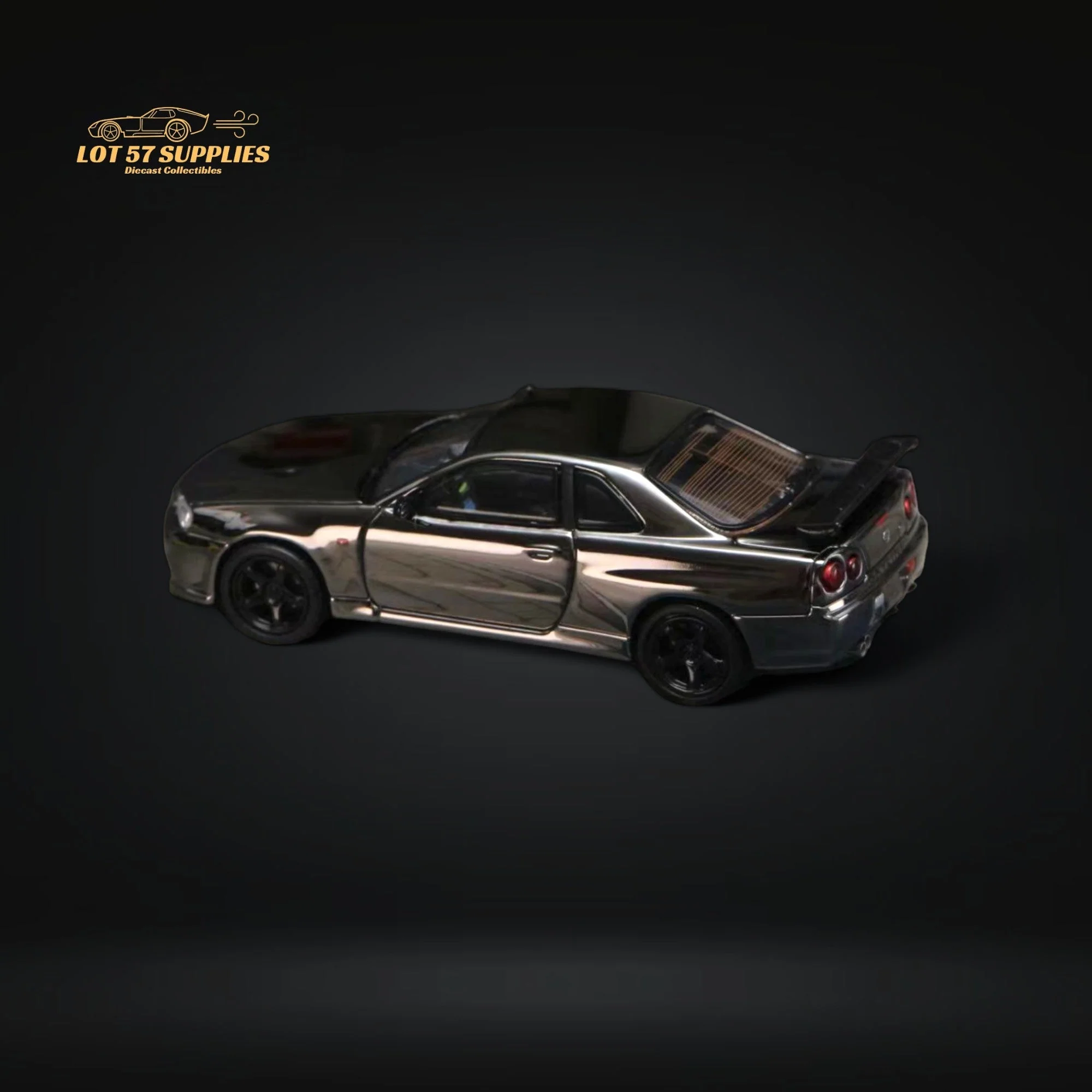 Street Weapon Skyline GTR R34 V-SPEC-II Chrome Plated Limited to 599 Pcs 1:64 - Image 3